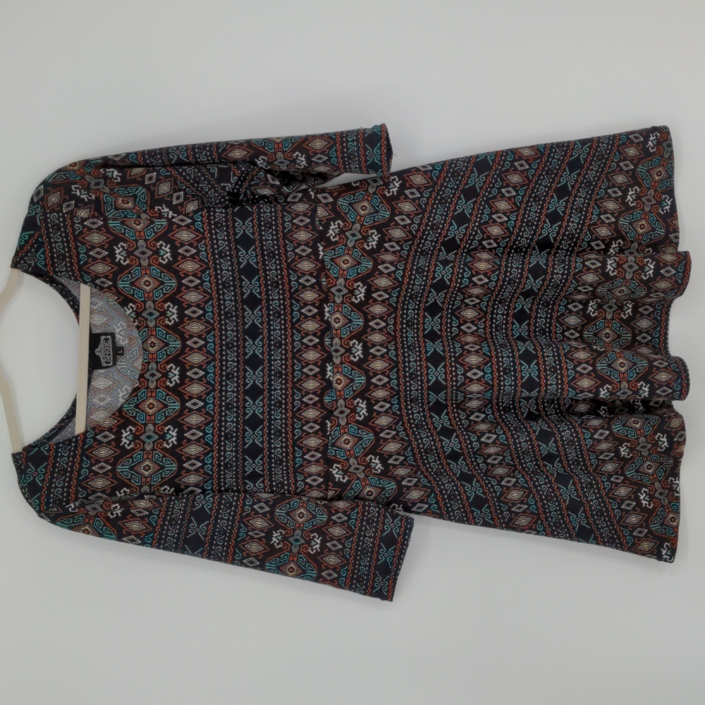 Angie Women's Fit and‎ Flare Dress Size Large Sweater Knit Bohemian 3/4 Sleeve